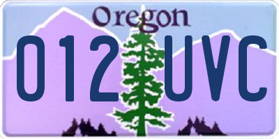 OR license plate 012UVC