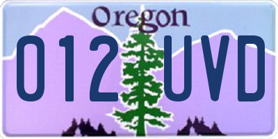 OR license plate 012UVD