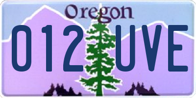 OR license plate 012UVE