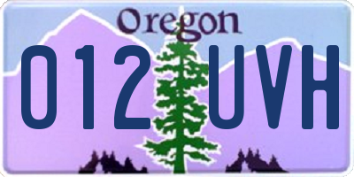 OR license plate 012UVH