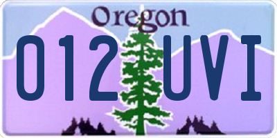 OR license plate 012UVI