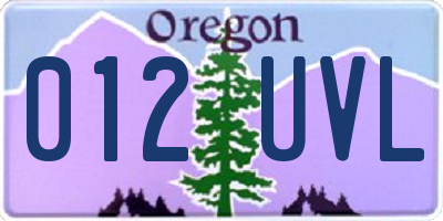 OR license plate 012UVL