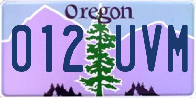 OR license plate 012UVM