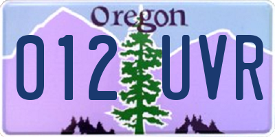 OR license plate 012UVR