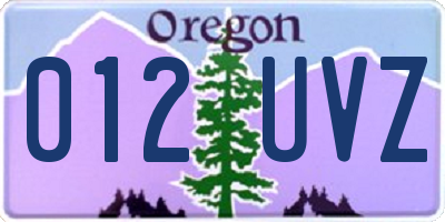 OR license plate 012UVZ