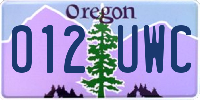 OR license plate 012UWC