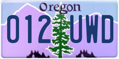 OR license plate 012UWD