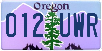 OR license plate 012UWR