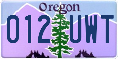 OR license plate 012UWT