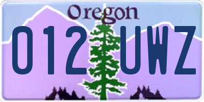 OR license plate 012UWZ