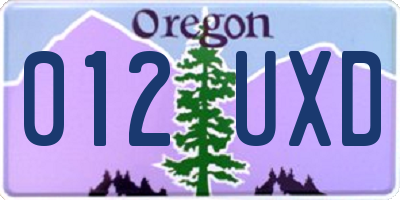 OR license plate 012UXD