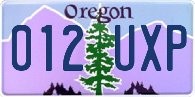 OR license plate 012UXP