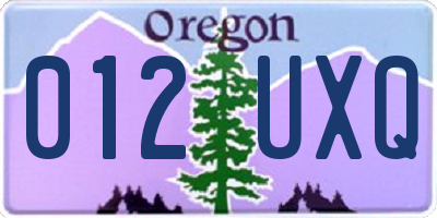 OR license plate 012UXQ