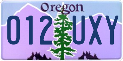 OR license plate 012UXY