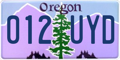 OR license plate 012UYD