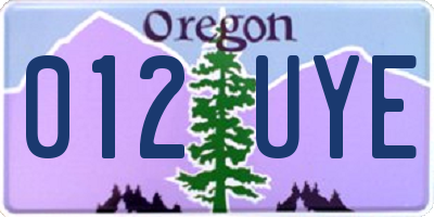 OR license plate 012UYE