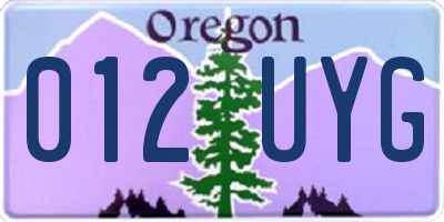 OR license plate 012UYG