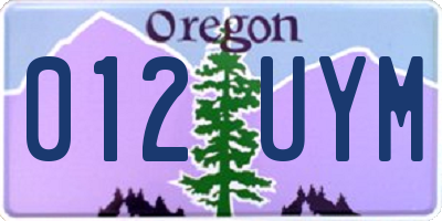 OR license plate 012UYM