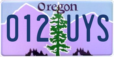 OR license plate 012UYS
