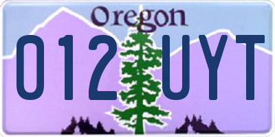 OR license plate 012UYT