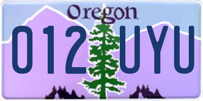 OR license plate 012UYU