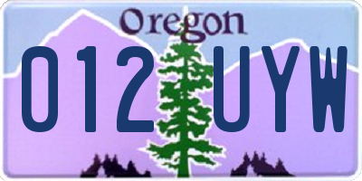 OR license plate 012UYW