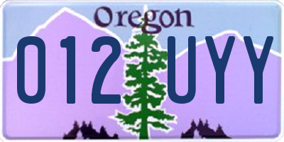 OR license plate 012UYY