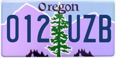 OR license plate 012UZB