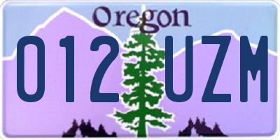 OR license plate 012UZM