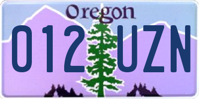 OR license plate 012UZN