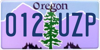 OR license plate 012UZP