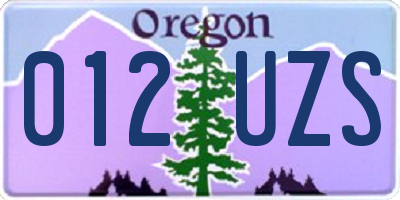 OR license plate 012UZS