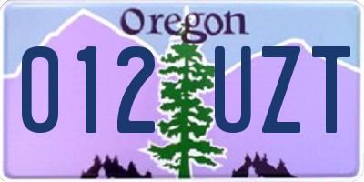OR license plate 012UZT