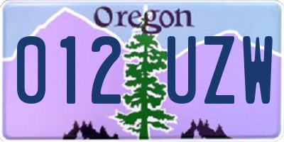 OR license plate 012UZW