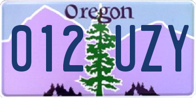 OR license plate 012UZY