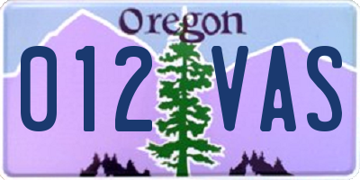 OR license plate 012VAS
