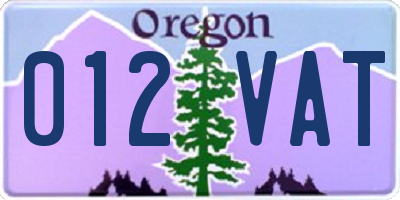 OR license plate 012VAT