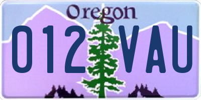 OR license plate 012VAU