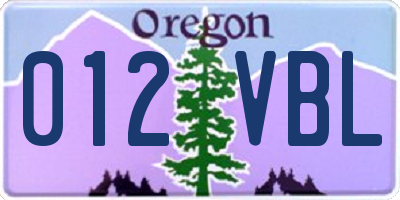 OR license plate 012VBL