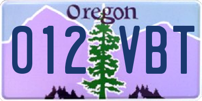 OR license plate 012VBT