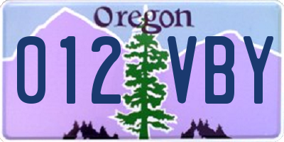 OR license plate 012VBY