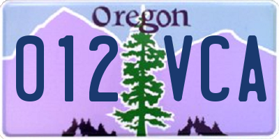 OR license plate 012VCA