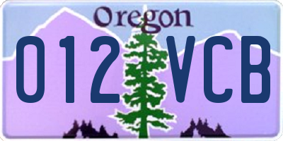 OR license plate 012VCB