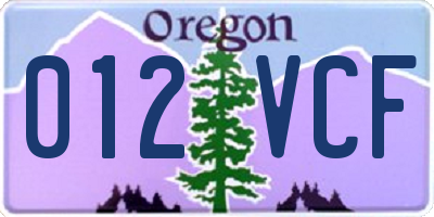 OR license plate 012VCF