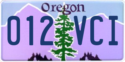 OR license plate 012VCI