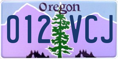 OR license plate 012VCJ