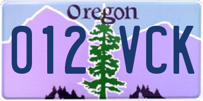 OR license plate 012VCK