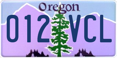 OR license plate 012VCL