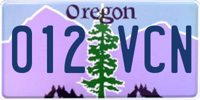 OR license plate 012VCN