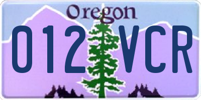 OR license plate 012VCR